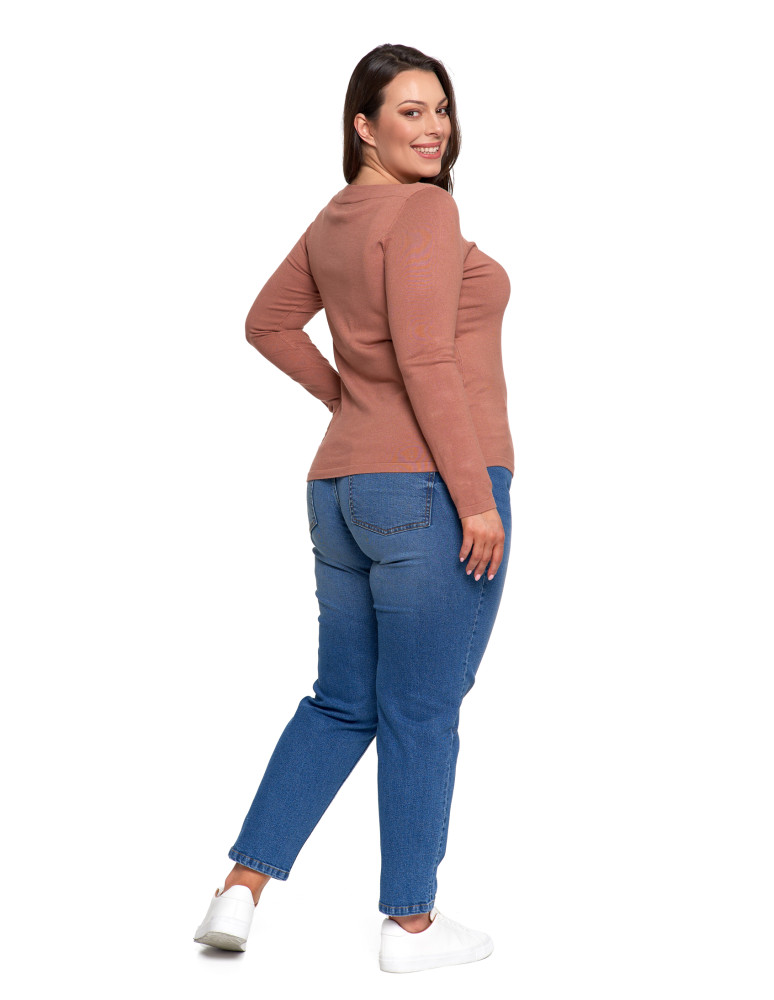 Swetry - Sweter damski z wiskozy cienki o dopasowanym kroju MOKKA - produkt moraj.pl 4