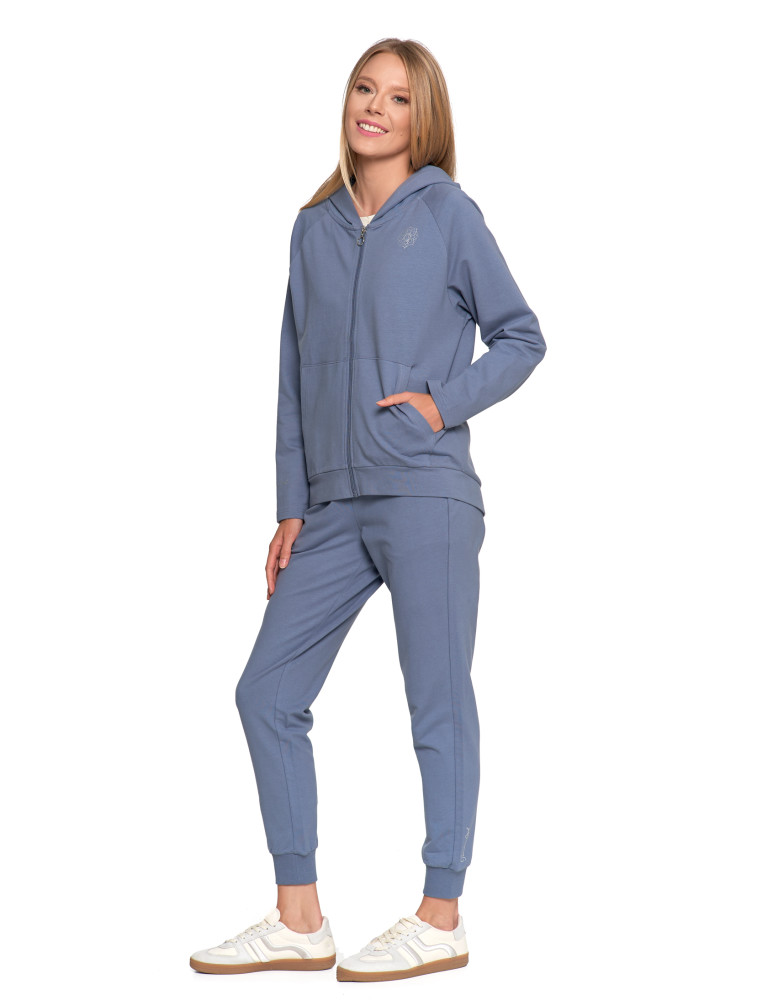 Bluzy - Bluza dresowa damska na zamek z kapturem luźna GRAFIT - produkt moraj.pl 1