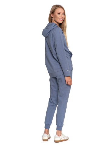 Bluzy - Bluza dresowa damska na zamek z kapturem luźna GRAFIT - produkt 3