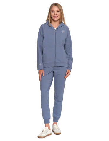 Bluzy - Bluza dresowa damska na zamek z kapturem luźna GRAFIT - produkt 5