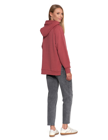 Bluzy - Bluza damska dresowa bawełniana luźna ocieplana RÓŻOWY - produkt 7
