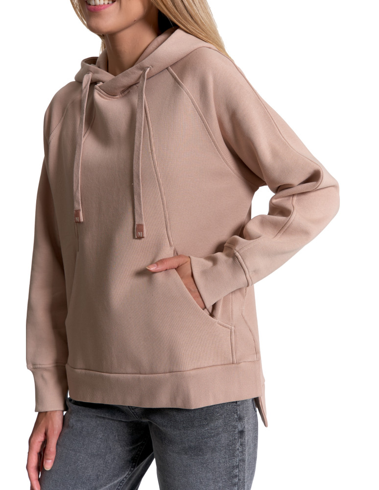 Bluzy - Bluza damska dresowa bawełniana luźna ocieplana BEŻOWY - produkt moraj.pl 7