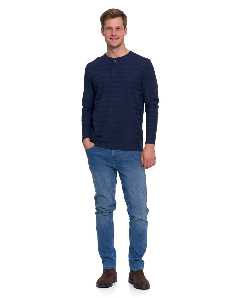 Koszulki, topy, koszule - Koszulka męska longsleeve bawełniany z guzikami SZARY - produkt moraj.pl 1