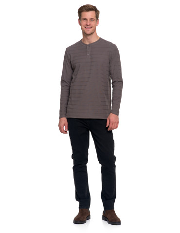 Koszulki, topy, koszule - Koszulka męska longsleeve bawełniany z guzikami SZARY - produkt 4