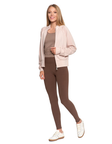 Legginsy - Legginsy damskie prążkowane z wysokim stanem MOKKA - produkt 4
