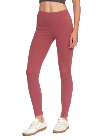 Legginsy - Legginsy damskie prążkowane z wysokim stanem RÓŻOWY - produkt 13
