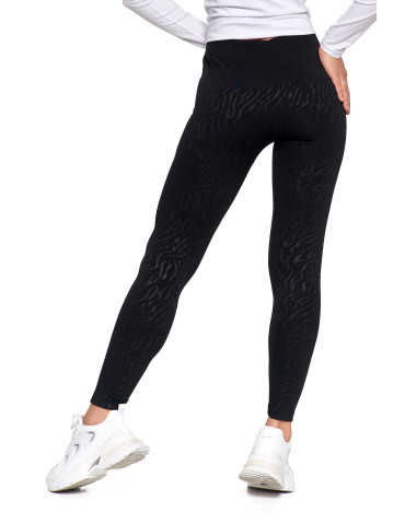 Legginsy - Damskie legginsy ocieplane z szeroką gumą w pasie CZARNY - produkt 11