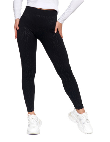 Legginsy - Damskie legginsy ocieplane z szeroką gumą w pasie CZARNY - produkt 9