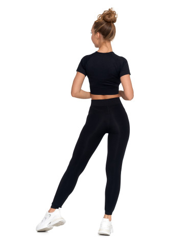 Legginsy - Damskie legginsy ocieplane z futerkiem i wysokim stanem CZARNY - produkt 5