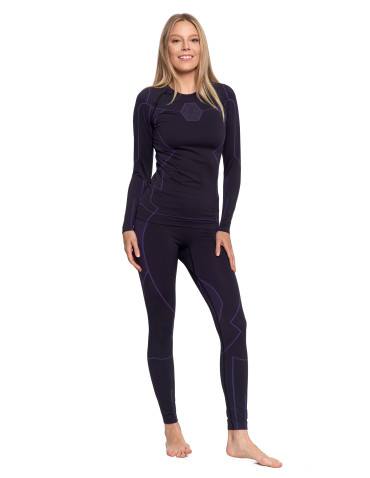 Bielizna termoaktywna - Damskie legginsy termoaktywne bezszwowe FIOLETOWY - produkt 1