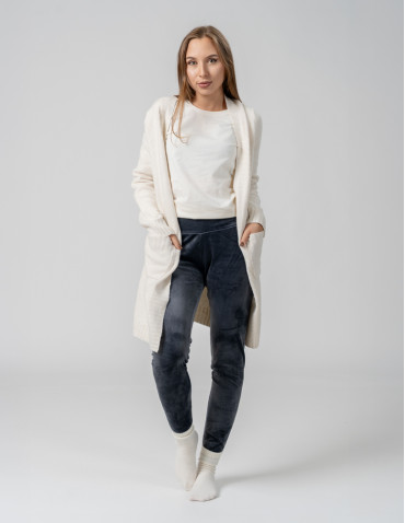 Legginsy - Legginsy damskie welurowe z wysokim stanem SZARY - produkt 6