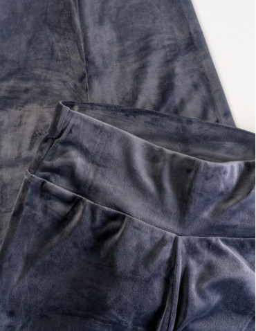 Legginsy - Legginsy damskie welurowe z wysokim stanem SZARY - produkt 7