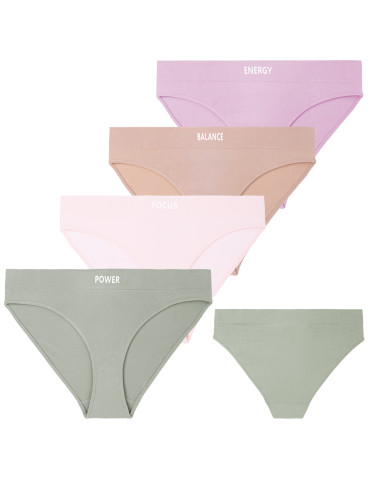 Figi - Majtki damskie figi bikini z szerokim pasem 4-pak WIELOKOLOROWY - produkt 1