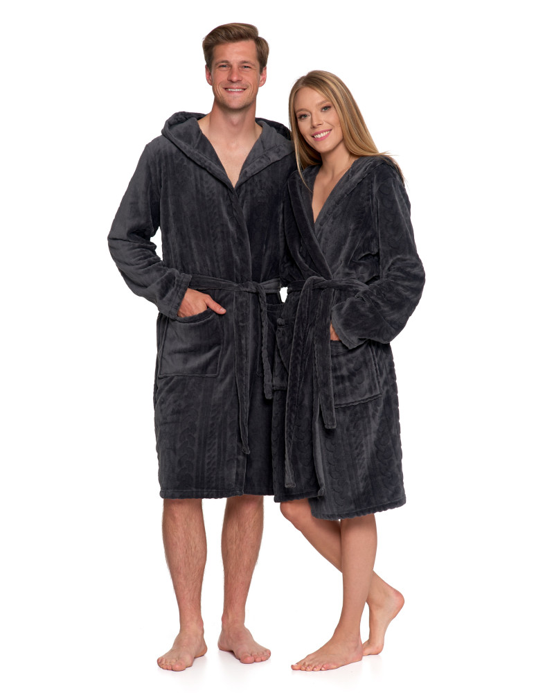 Piżamy - Ciepły szlafrok unisex z kapturem GRAFIT - produkt moraj.pl 18