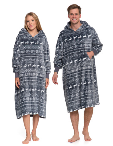 Piżamy - Kocobluza unisex luźna SZARY - produkt 1
