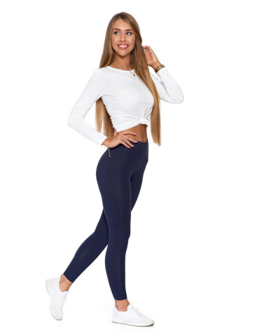Legginsy - Klasyczne bawełniane legginsy damskie GRANATOWY - produkt 1