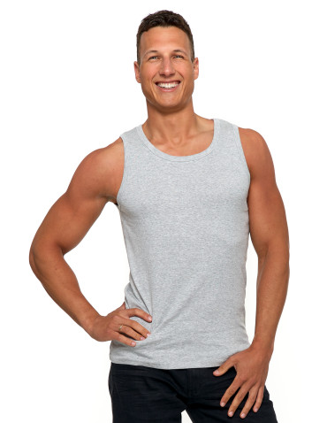 Podkoszulki - Podkoszulka męska bawełniana typu tank top na ramiączkach JASNY SZARY - produkt 1