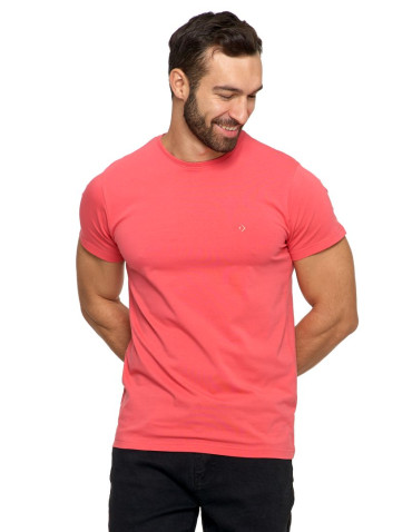 Koszulki, topy, koszule - Koszulka męska T-shirt bawełniana Premium okrągły dekolt KORALOWY - produkt 2