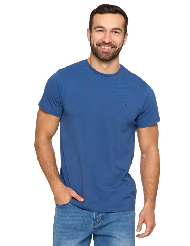 Koszulki, topy, koszule - Koszulka męska T-shirt bawełniana Premium okrągły dekolt NIEBIESKI - produkt 1