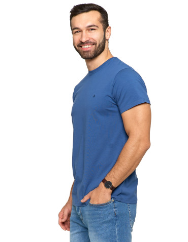 Koszulki, topy, koszule - Koszulka męska T-shirt bawełniana Premium okrągły dekolt NIEBIESKI - produkt 2