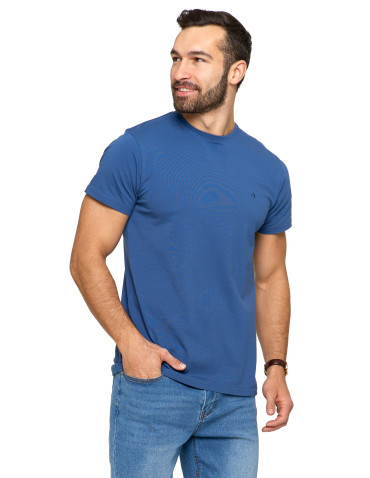 Koszulki, topy, koszule - Koszulka męska T-shirt bawełniana Premium okrągły dekolt NIEBIESKI - produkt 3