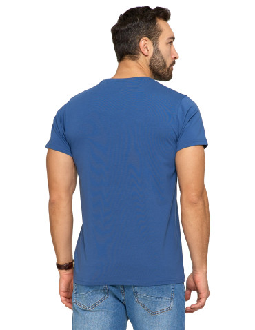 Koszulki, topy, koszule - Koszulka męska T-shirt bawełniana Premium okrągły dekolt NIEBIESKI - produkt 4