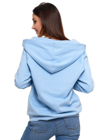 Bluzy - Bluza damska bawełniana z kapturem rozpinana NIEBIESKI - produkt 5
