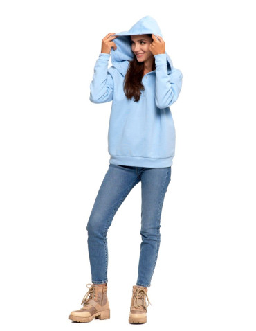 Bluzy - Bluza damska bawełniana z kapturem rozpinana NIEBIESKI - produkt 8