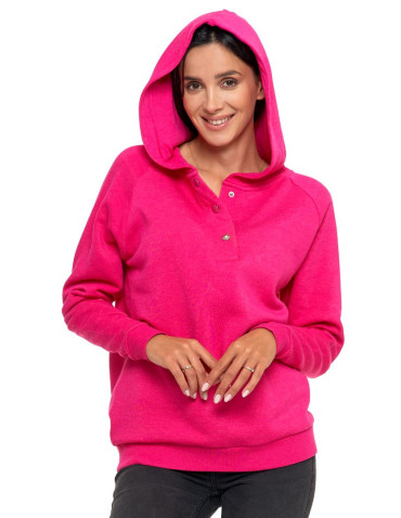 Bluzy - Bluza damska bawełniana z kapturem rozpinana FUKSJA - produkt 1