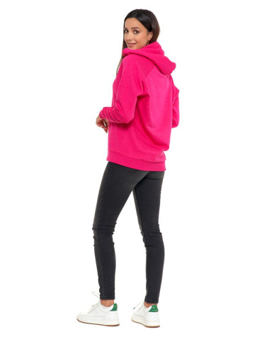 Bluzy - Bluza damska bawełniana z kapturem rozpinana FUKSJA - produkt 7