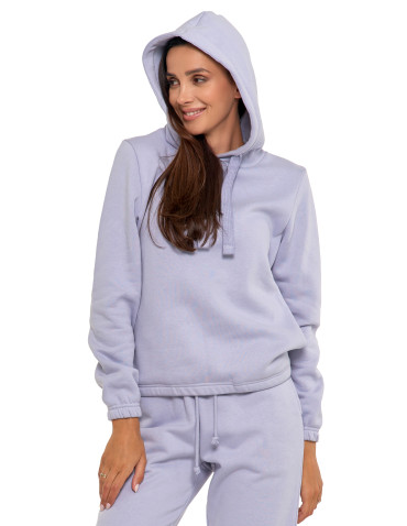 Bluzy - Bluza damska dresowa o luźnym kroju z kapturem FIOLETOWY - produkt 1