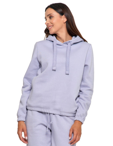 Bluzy - Bluza damska dresowa o luźnym kroju z kapturem FIOLETOWY - produkt 4