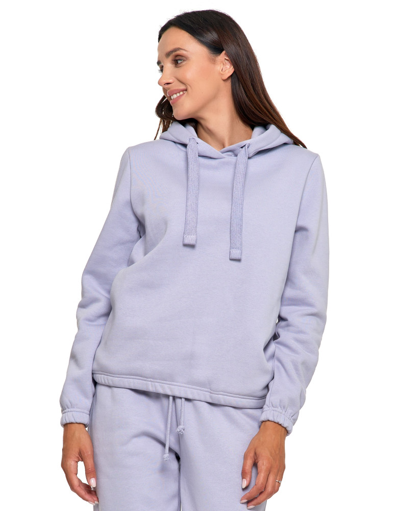 Bluzy - Bluza damska dresowa o luźnym kroju z kapturem FIOLETOWY - produkt moraj.pl 4
