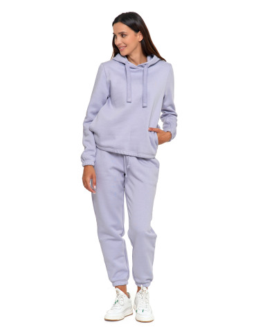Bluzy - Bluza damska dresowa o luźnym kroju z kapturem FIOLETOWY - produkt 6