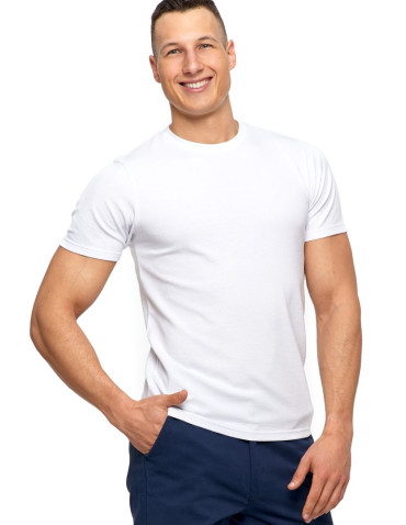 Koszulki, topy, koszule - T-shirt męski prążkowany bawełna czesana Premium Line BIAŁY - produkt 1
