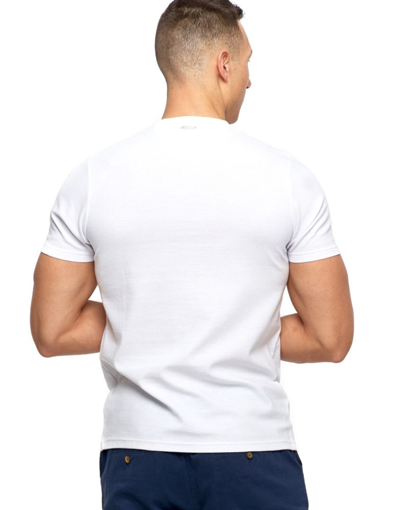 Koszulki, topy, koszule - T-shirt męski prążkowany bawełna czesana Premium Line BIAŁY - produkt moraj.pl 2