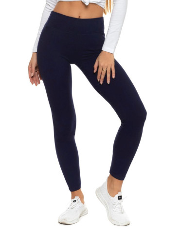 Legginsy - Klasyczne legginsy damskie z wysokim stanem plus size GRANATOWY - produkt 1