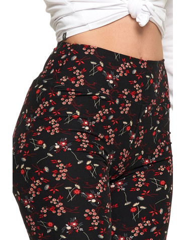 Legginsy - Legginsy damskie długie z wysokim stanem w drobne kwiaty WZÓR 1 - produkt 6