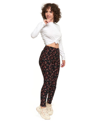 Legginsy - Legginsy damskie długie z wysokim stanem w drobne kwiaty WZÓR 1 - produkt 4