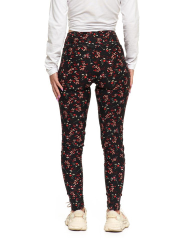 Legginsy - Legginsy damskie długie z wysokim stanem w drobne kwiaty WZÓR 1 - produkt 7