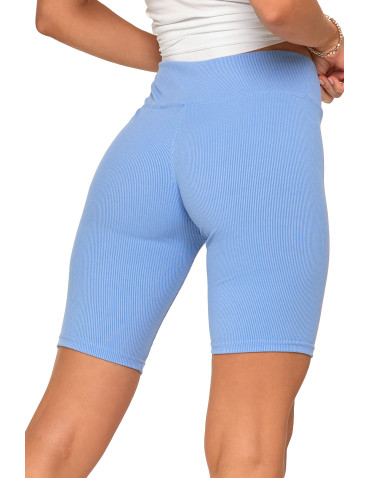 Legginsy - Legginsy kolarki damskie w prążek wysoki stan NIEBIESKI - produkt 4