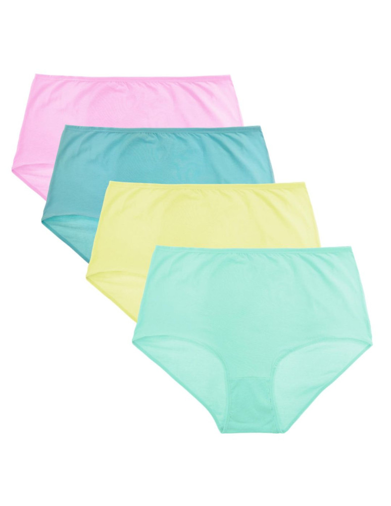 Figi - Figi damskie maxi bikini pastelowe plus size 4-pak WIELOKOLOROWY - produkt moraj.pl 1