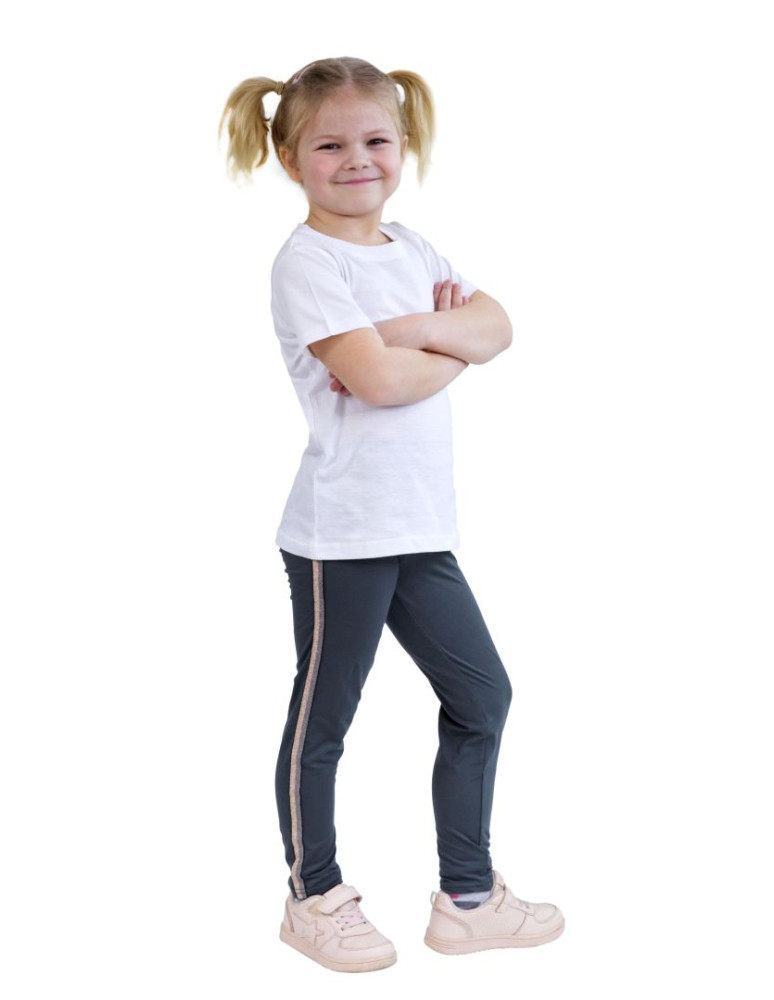 Dziewczynka - Legginsy dziecięce z lampasem SZARY - produkt moraj.pl 1