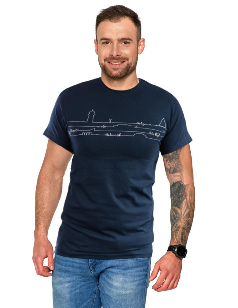 Koszulki, topy, koszule - T-shirt męski trójmiasto GRANATOWY - produkt moraj.pl 1