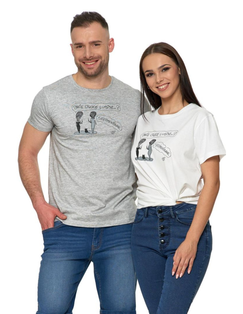 Koszulki i topy - T-shirt damski z zabawnym napisem Żartowniś Ponury JASNY SZARY - produkt moraj.pl 1
