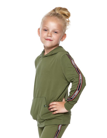 Dziewczynka - Bluza dziewczęca z kapturem KHAKI - produkt 1