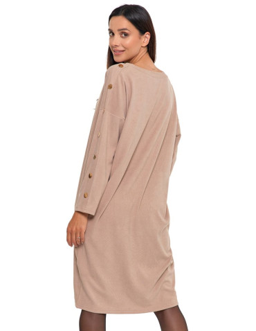 Sukienki - Sukienka damska cosy z rękawem 7/8 BEŻOWY - produkt 4