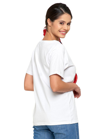 Koszulki i topy - Koszulka damska bawełna Premium T-shirt dekolt w serek BIAŁY - produkt 1