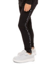 Legginsy dziewczęce z lampasem peach touch CZARNY