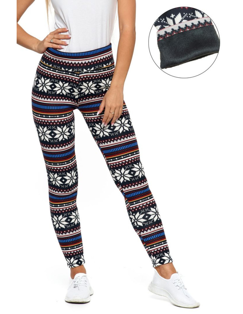Legginsy - Ocieplane legginsy damskie w norweski wzór WZÓR 1 - produkt moraj.pl 1